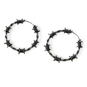 Large Silver Barbed Wire Hoop Earrings